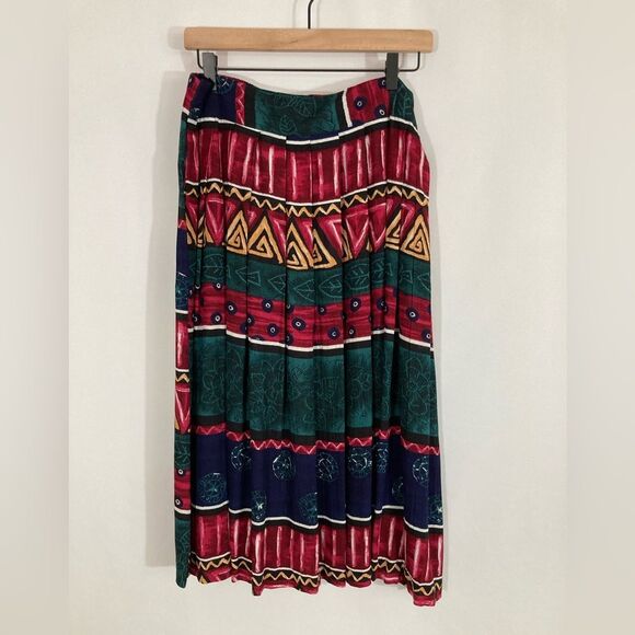 Vintage Michael Taylor Skirt Women's 2X Floral Geometric Midi Crepe Retro - Picture 2 of 10